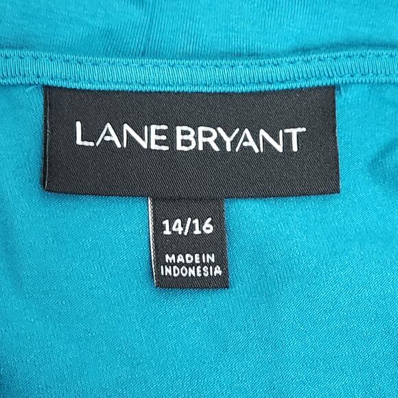 Lane Bryant Blue Teal Crisscross Bodice Draped Front Hi Low Dress 14 16 Flowy - Picture 5 of 6